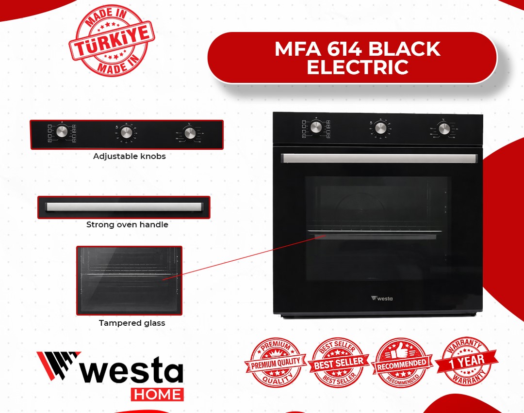MFA 614 Black Electric Oven - Image 3
