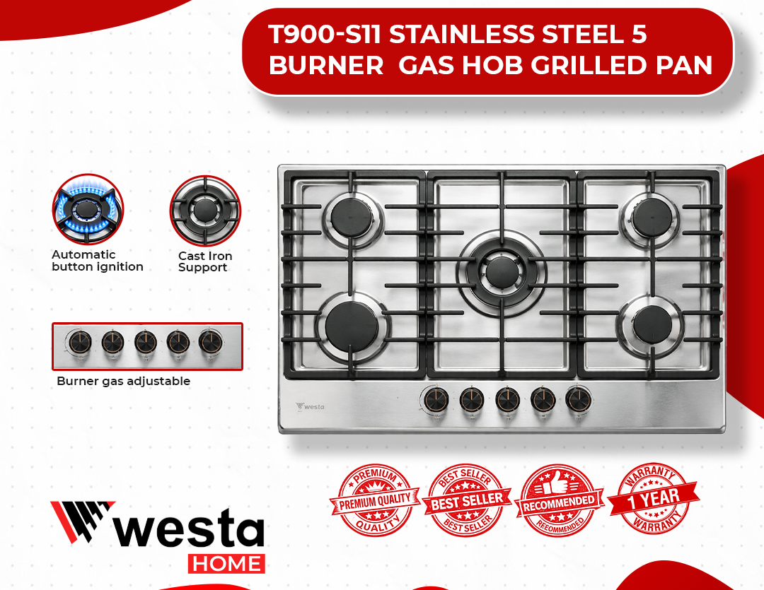 5 Burner Built-in Gas Hob - Image 3