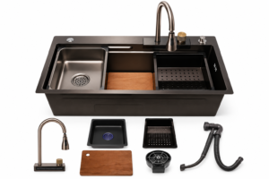 Silver Multifunctional Workstation Sink